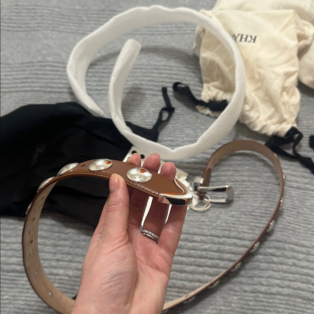 KHAITE Brown Leather Belt with Silver Accents - Picture 6 of 6